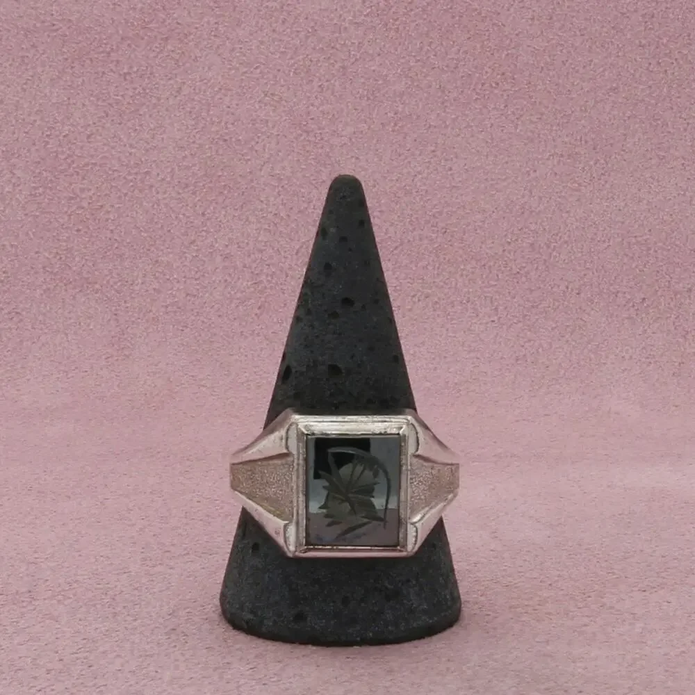 sterling silver mens vintage intaglio trojan warrior ring size 12.5